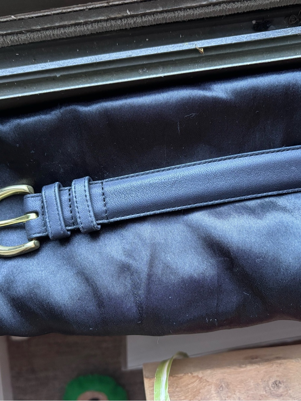 Coach Navy Blue Leather Belt with Gold Hardware - Picture 4 of 5